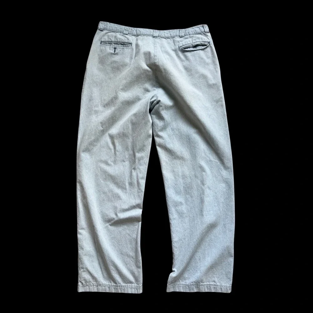 70's Fieldmaster Regular Fit Pleated Trousers Light Blue Chambray Pants 38x32